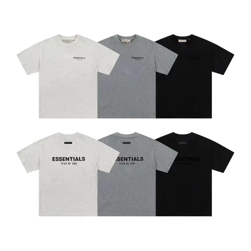 Essentials Multi-Line Front and Rear Letters Flocking Summer Pure Cotton Fog Short-Sleeved Shorts Suit Fear of God