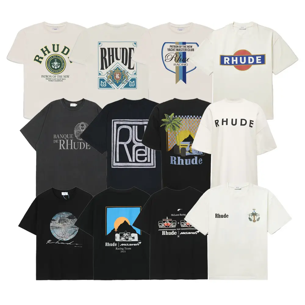 American Y2K trend RHUDE collection short-sleeved summer retro letter print high street casual loose couple T-shirt