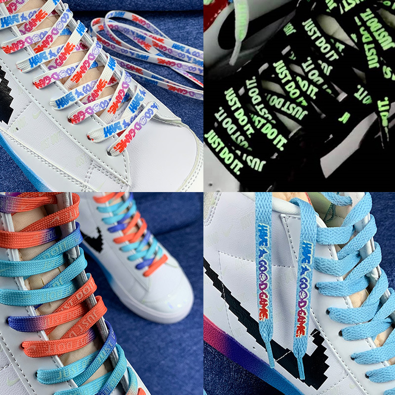 Tri-color shoelace gradient LOLAF1 Velcro goodgame trailblazer video game pixel blazer graffiti shoelace