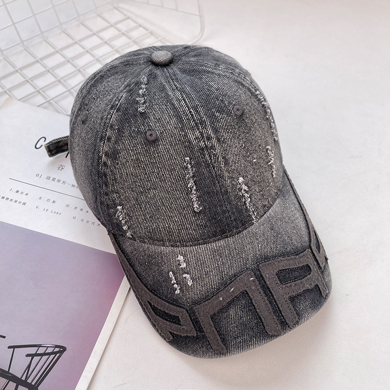 American Style Old Denim Baseball Cap Difficult to Rest in Spring and Autumn Niche Sunscreen Cap Children's Big Head Wai Face Small Cap