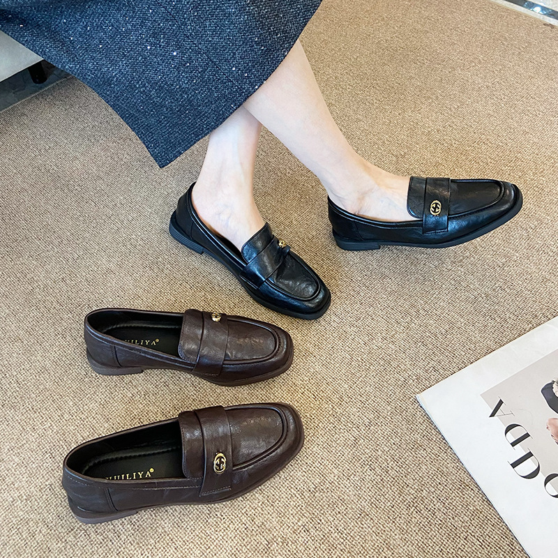 Hui Liya X130-8 French-Style Low-Heeled Korean Version Simple Versatile Leather Shoes 2026 New Spring Commuter Shoes Shallow Mouth
