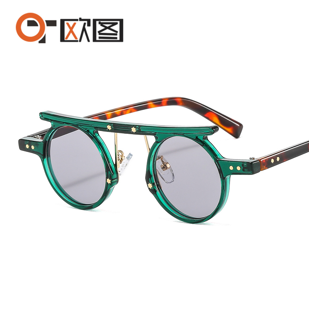 Small Round Frame Hip-Hop Punk Fashionista Personality Sunglasses European and American Street Photography Internet Popular ins Sunglasses T2996