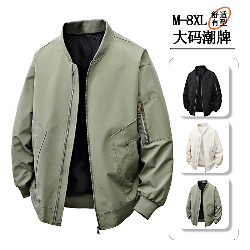 Hong Kong Style Literary Men's American Workwear Pilot Jacket Men's Spring and Autumn New Men's Baseball Jacket Men's Coat Men's Style