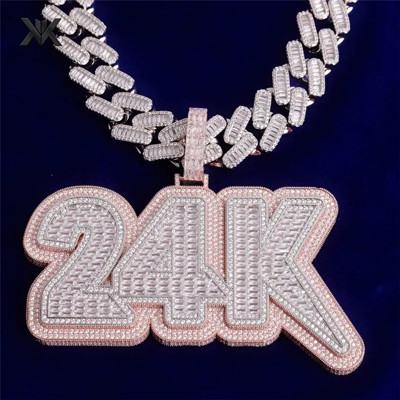 DIY Customized Zircon Sugar Diamond Alphabet Number Pendant Hip Hop Fashion Cool Eye Catching Trend Personalized Necklace Trend