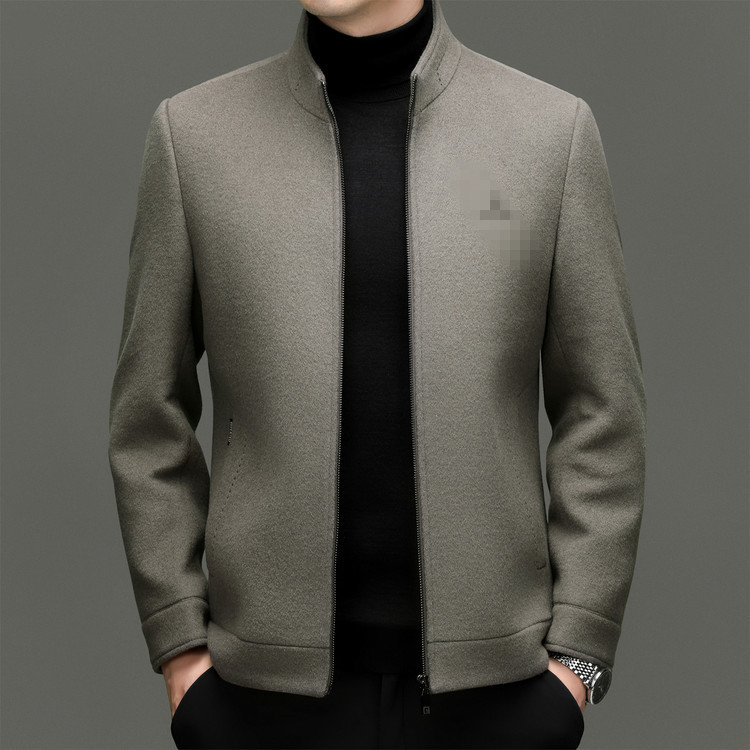 Men's Sheep Wool Double-Sided Woolen Jacket Men's Autumn and Winter New Middle-Aged Stand-Up Collar Jacket Men's Casual Thickened Coat