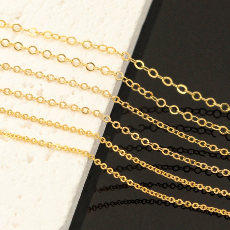 US 14K gold injection GF chain O-shaped chain cross chain flat chain flash O-chain 1. 17MM 1. 3MM 1.52mm