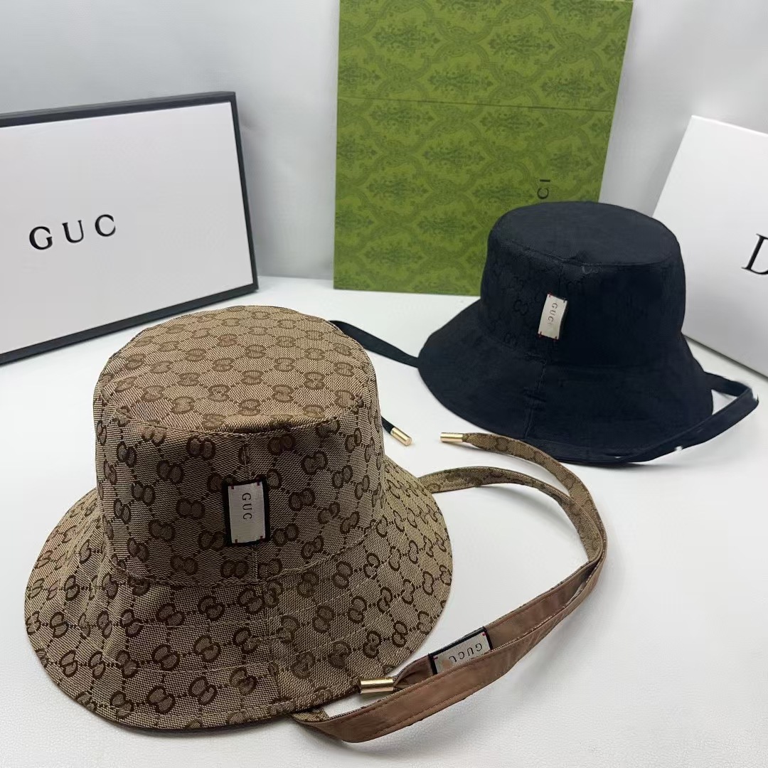 24g Letter Double-Sided Fisherman Hat with Full Logo Jacquard Pattern Rope Design Embroidered Suspender Hat for Men and Women
