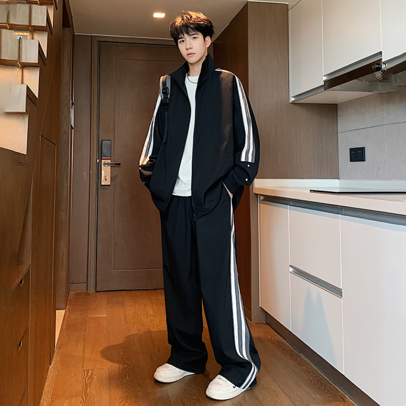 Spring and Autumn New Men's Sports Jacket suit Two-piece Teenager Fashion Brand Workwear Casual Running Clothes suit