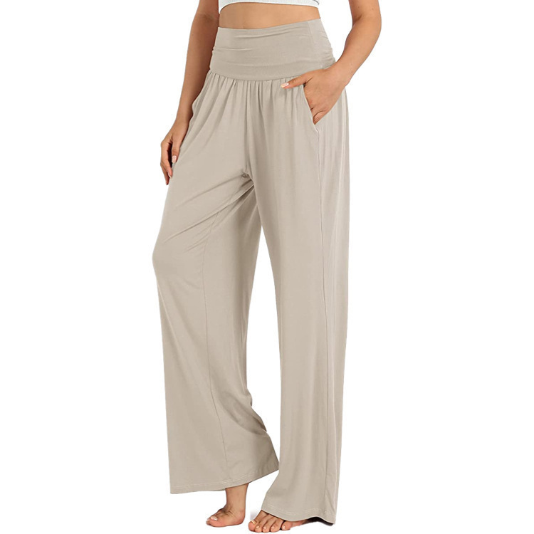 2023 New High Waisted Wide Leg Loose Casual Pants Sports Beach Vacation Plaid Sleeping Home Slimming Modification