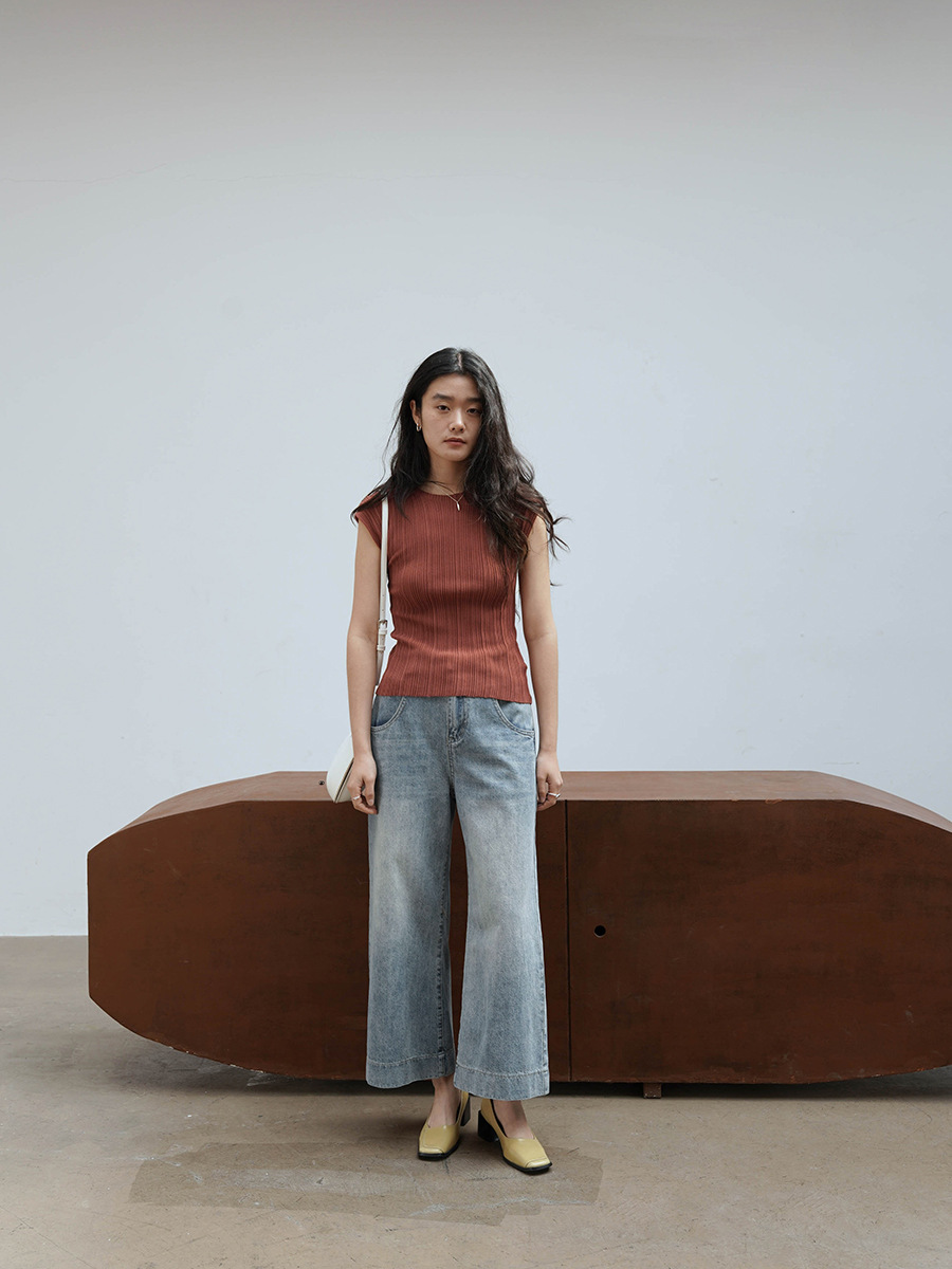 Love and Nancy Guangzhou Thirteen Lines Summer Original Nine-Point Flared Wide-Leg Jeans for Women 11032 Southeast Asia Market