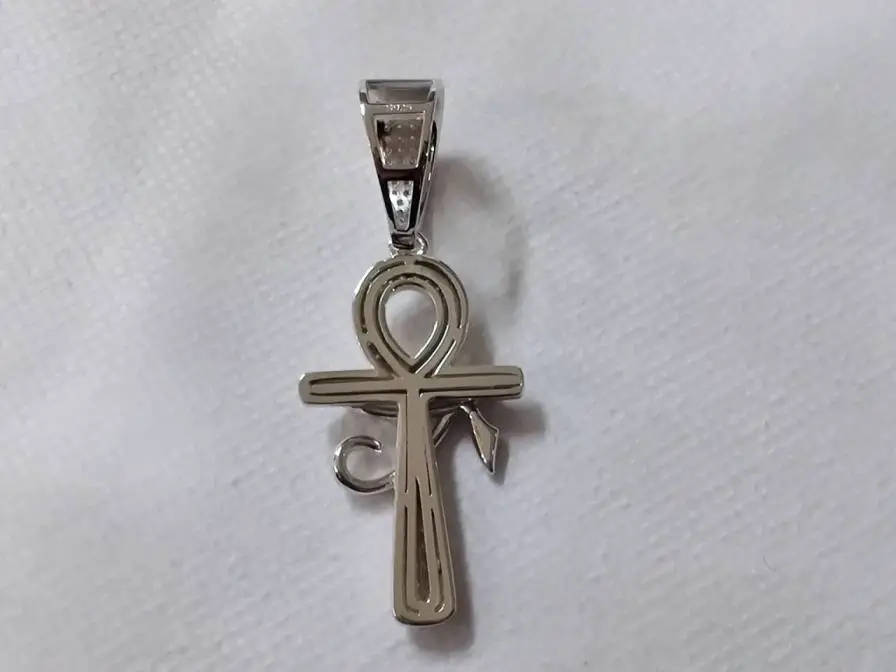 SSOURCE925 silver hip-hop trend Anke cross reincarnation eye full diamond street unisex pure silver pendant