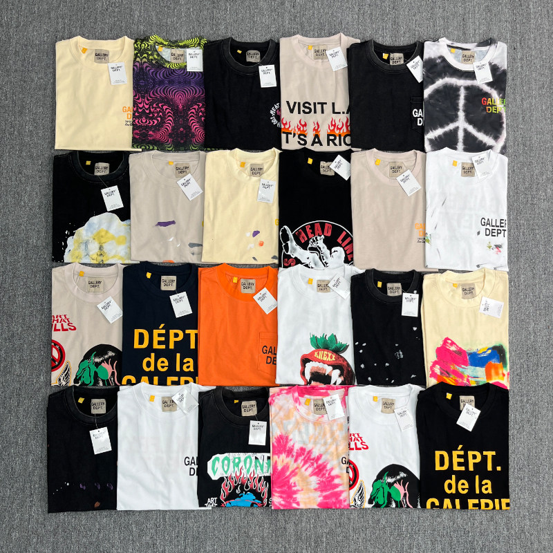 Short-Sleeved Gallery Retro Printed Letter Round Neck Couple Summer Casual American Style Men's and Women's T-Shirt photo QC de TAOBAO sur Qualit.ly