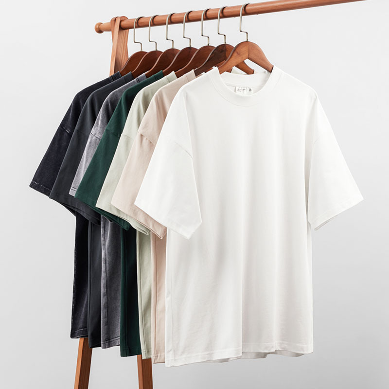 American retro pure cotton short sleeve men's 300g heavy combed cotton washed old Joker coat solid color T-shirt women's summer