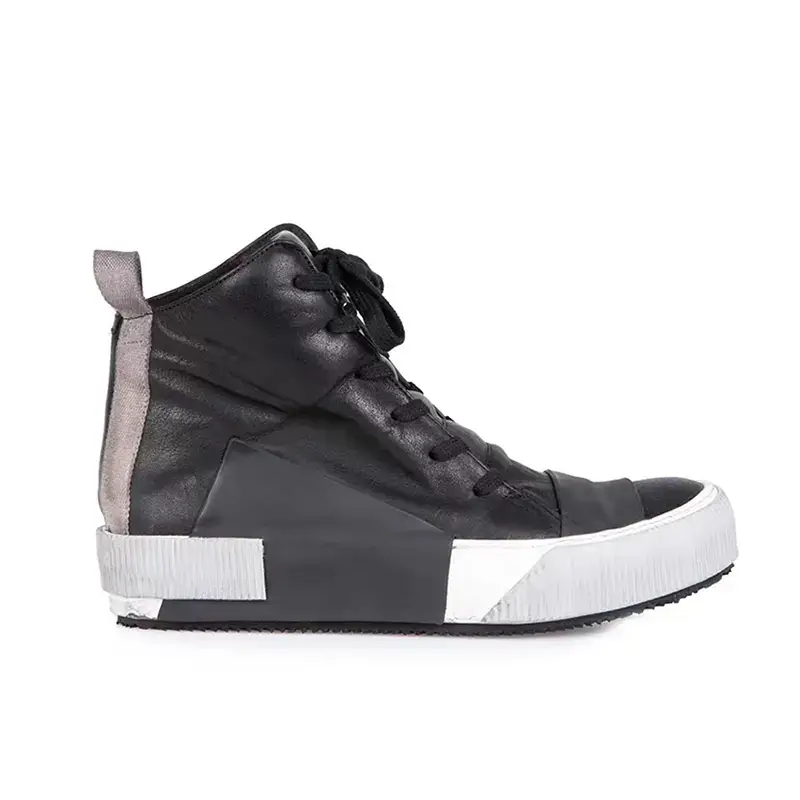 Dark Niche Stylish Trendy Shoes Genuine Leather Hand-Dyed Retro Vintage Shoelace Casual Bbs Women's High-Top Shoes Men's Shoes