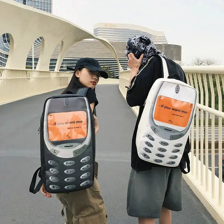 2024 New Quirky Backpack for Students, Large Capacity Crossbody Phone Bag, Funny Niche Travel Photography Hiking Backpack