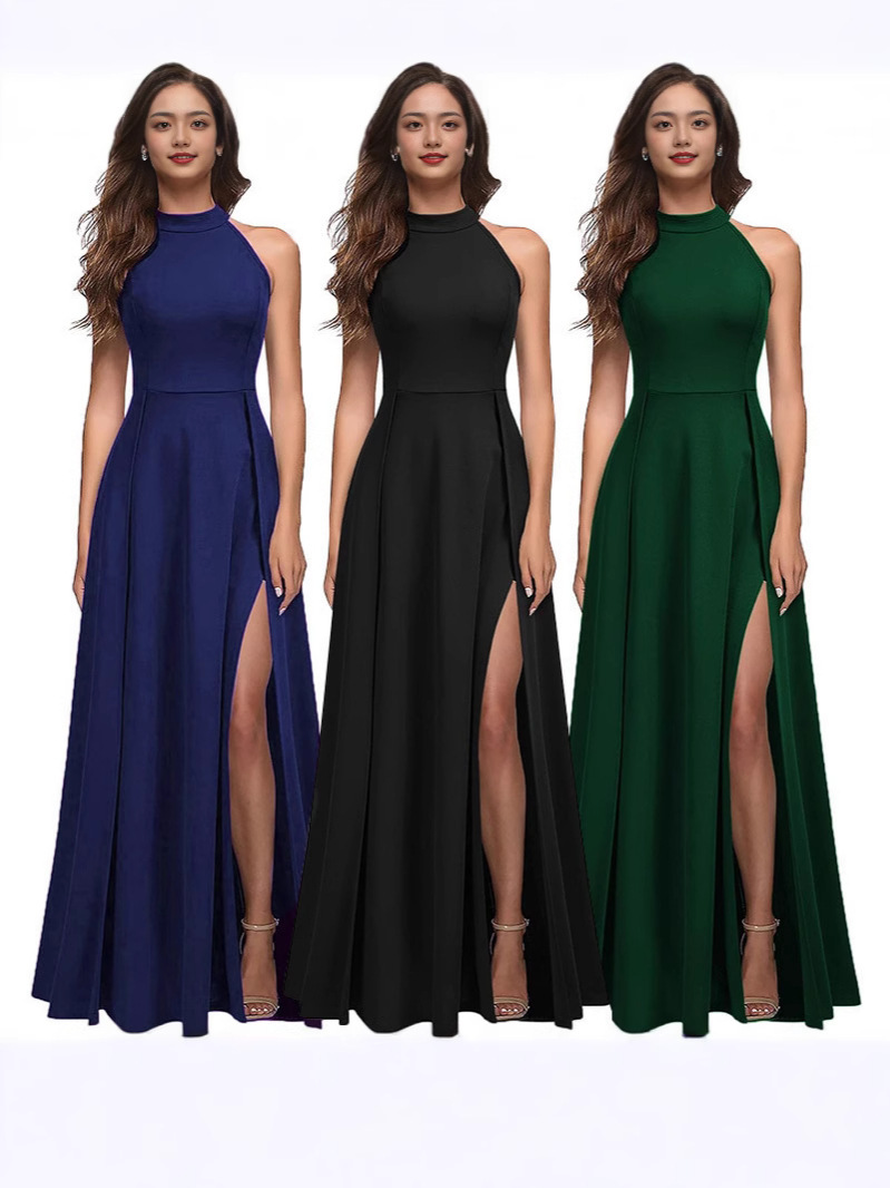 Women's Neck Sexy Evening Dress 2025 Summer Amazon Fashion Split Cocktail Dress Formal Dress