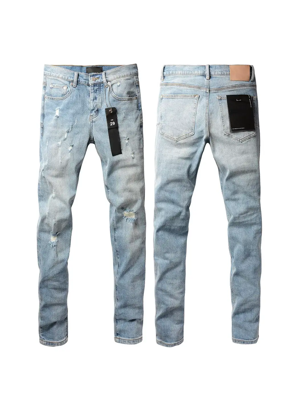 Spring Plus size Fashion Casual Straight Denim Light Blue Classic Washed Micro-elastic Trendy European Men Easiest for match