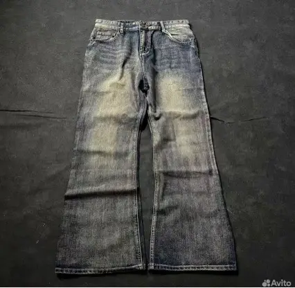 25 New Autumn and Winter Straight Slim Bamboo Texture Washed Rust Jeans for Men and Women