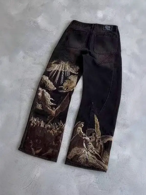 Harajuku retro pattern loose Y2K pants