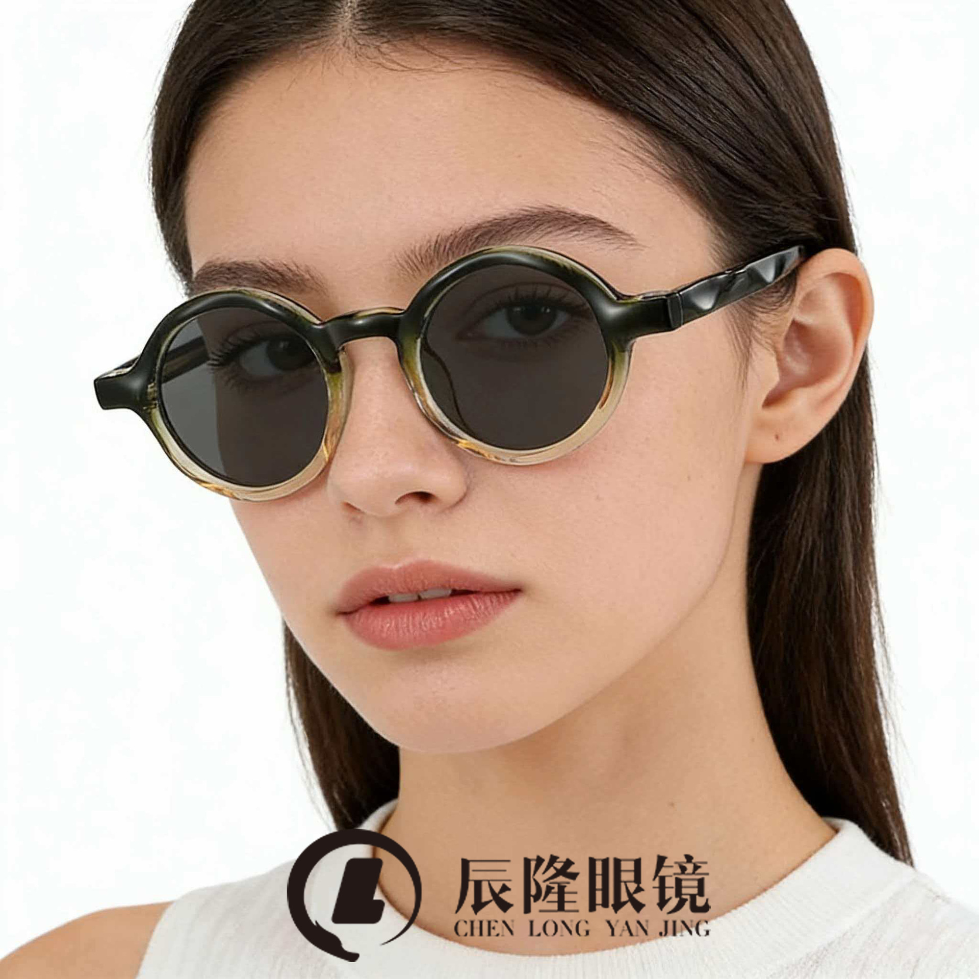 Acetate Frame Japanese Retro Round Frame Sun Protection Sunglasses for Men and Women 8664 Original Trendy Wave Pattern Polarized Sunglasses