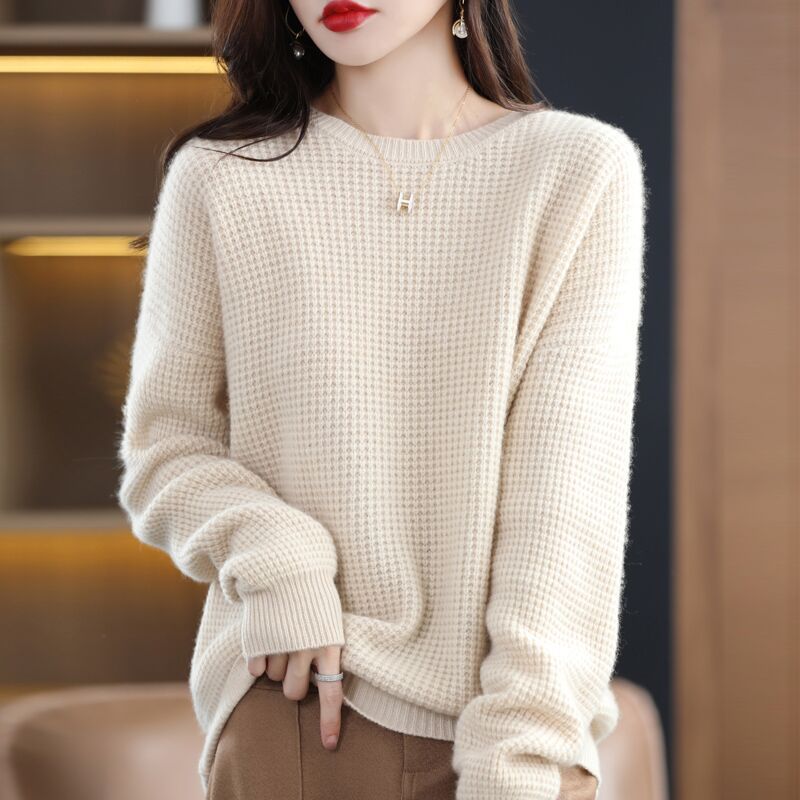 French Style Casual Gentle Style Soft Waxy Sweater Women's Spring Pullover Loose All-match Long-sleeved Solid Color Trendy Sweater