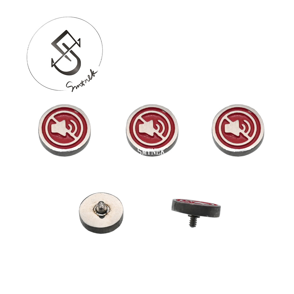 SMTNEK titanium steel drop oil sound prohibition logo external teeth 1.0 ear studs lip nail piercing head accessories