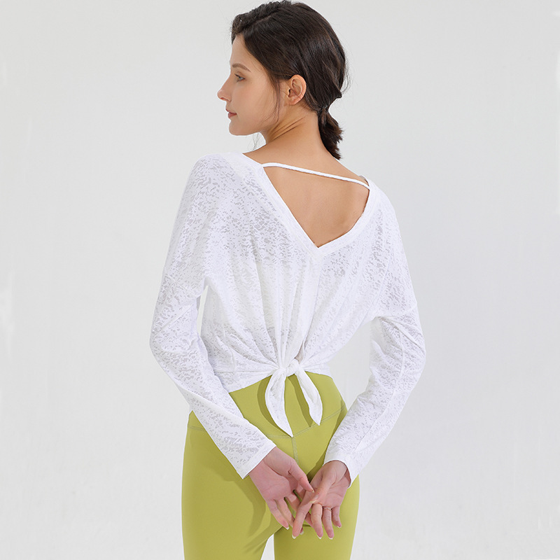 Spring and Autumn Yoga Tops for Women, Long-Sleeved Sports Cover-Ups, Quick-Drying Clothes for Running, Fitness, Loose-Fitting Pilates, Moisture-Wicking