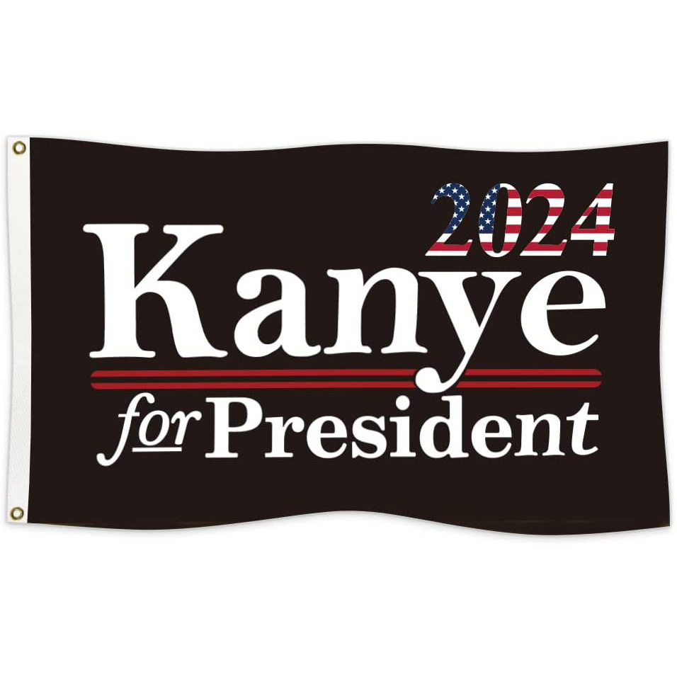 In Stock Kanye 2024 Flag Digitally Printed 100D Pongee 3X5Ft Flag for Garden Party Decoration