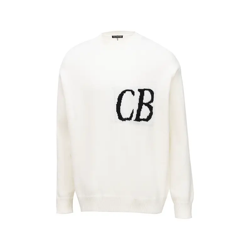 Autumn and Winter New Cb Niche Normcore Letter Logo Jacquard Loose Round Neck Sweater High Street Trendy Brand Top