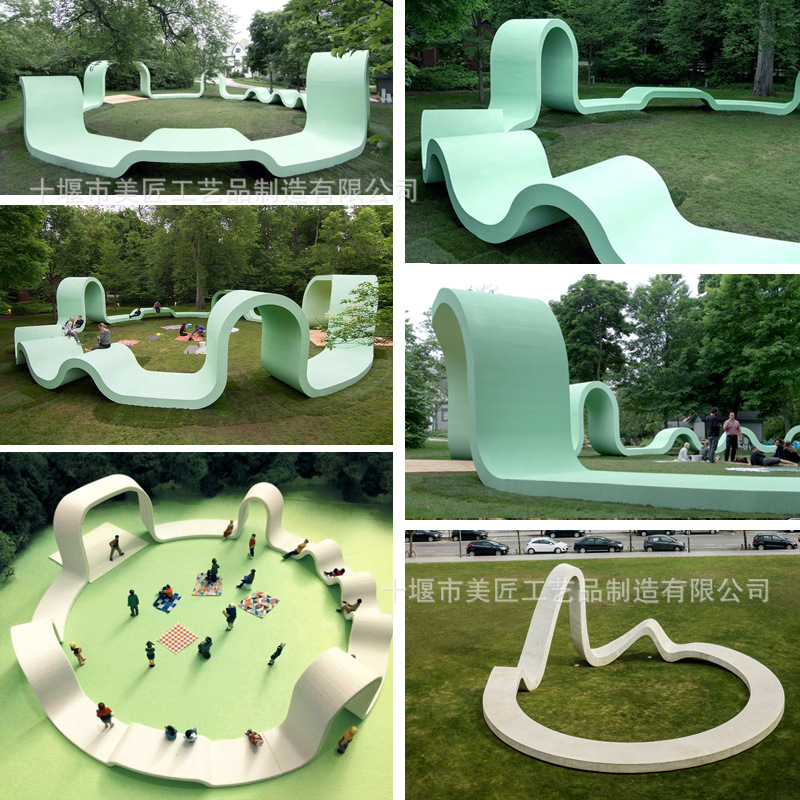 Fiberglass Special-Shaped Chair Community Play and Rest Facilities Outdoor Park Square Entertainment Ring Ribbon Seat