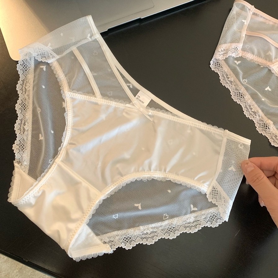 Underwear Women's Sexy Low Waist Hip Traceless Mesh Perspective Women's Shorts Cotton Crotch Quality Satin Comfortable Thin