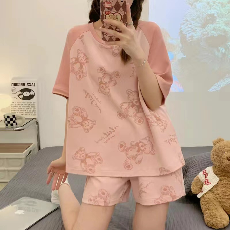 Pajamas Women's Spring and Summer Internet Hot Explosions 2025 Cute New Thin Short-sleeved Shorts Two-piece Suit Home Clothes