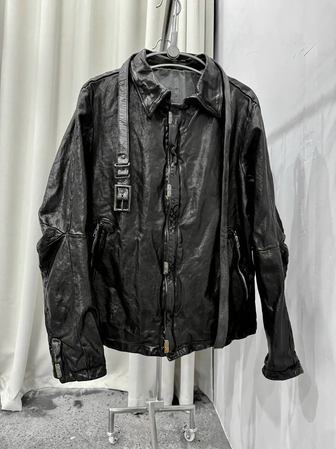 Dark Pioneer horsehide ready to wear, washed by craftsmen, slim fit leather jacket 2498