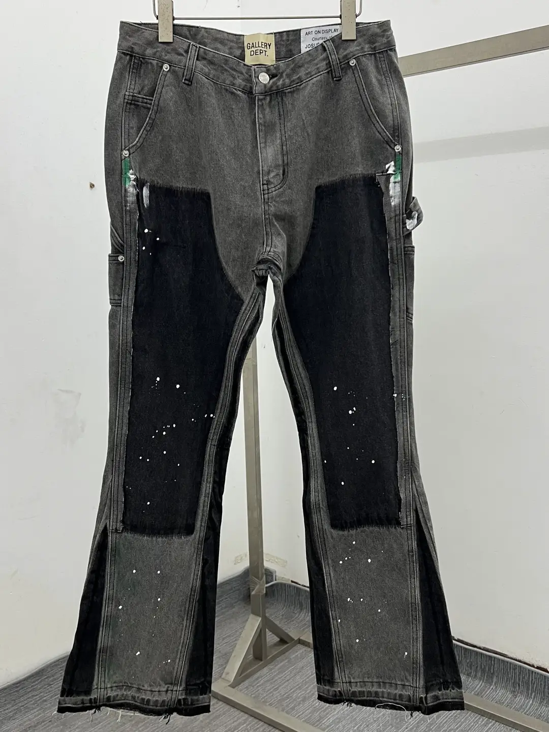 High-Quality Gallery Dept Spliced Retro Splash-Ink Flared Pants High Street Men's and Women's Raw Edge Casual Denim Pants