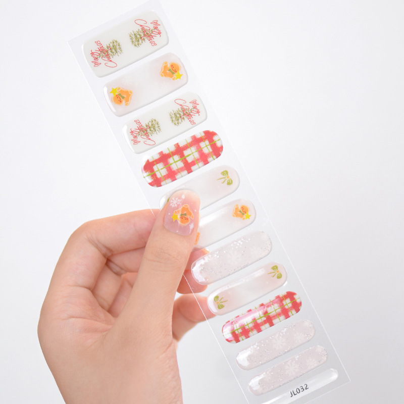 Cross-Border Christmas New Gel Nail Stickers Amazon Semi-Cured Nail Stickers Uv Light Nail Stickers Wholesale