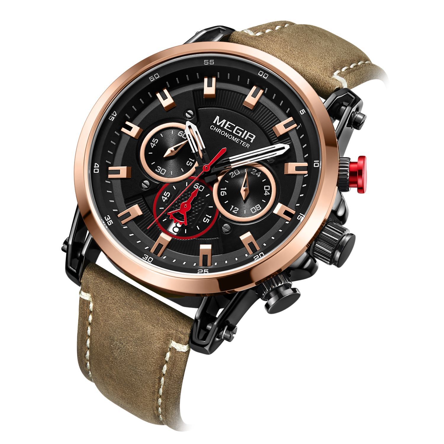 [New Meger Fashion Hollow Shell Multifunctional Sports Quartz Waterproof Men's Watch] Model: 2085G.