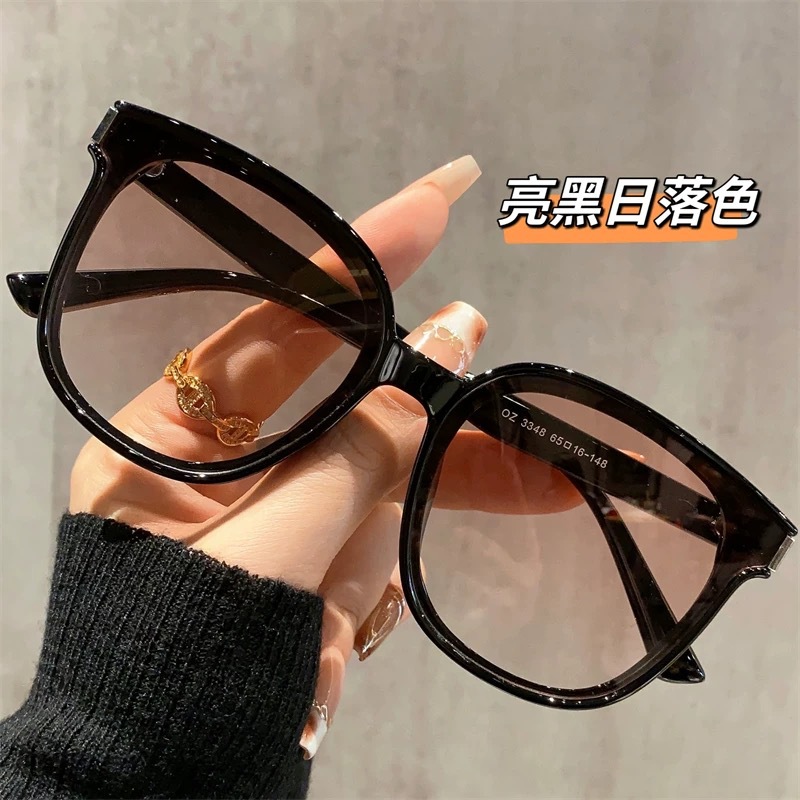 Sunset Color Sunglasses for Men and Women, High-End, Face-Showing, Small Photo Taking, Anti-Uv Sunglasses, Brown 3348