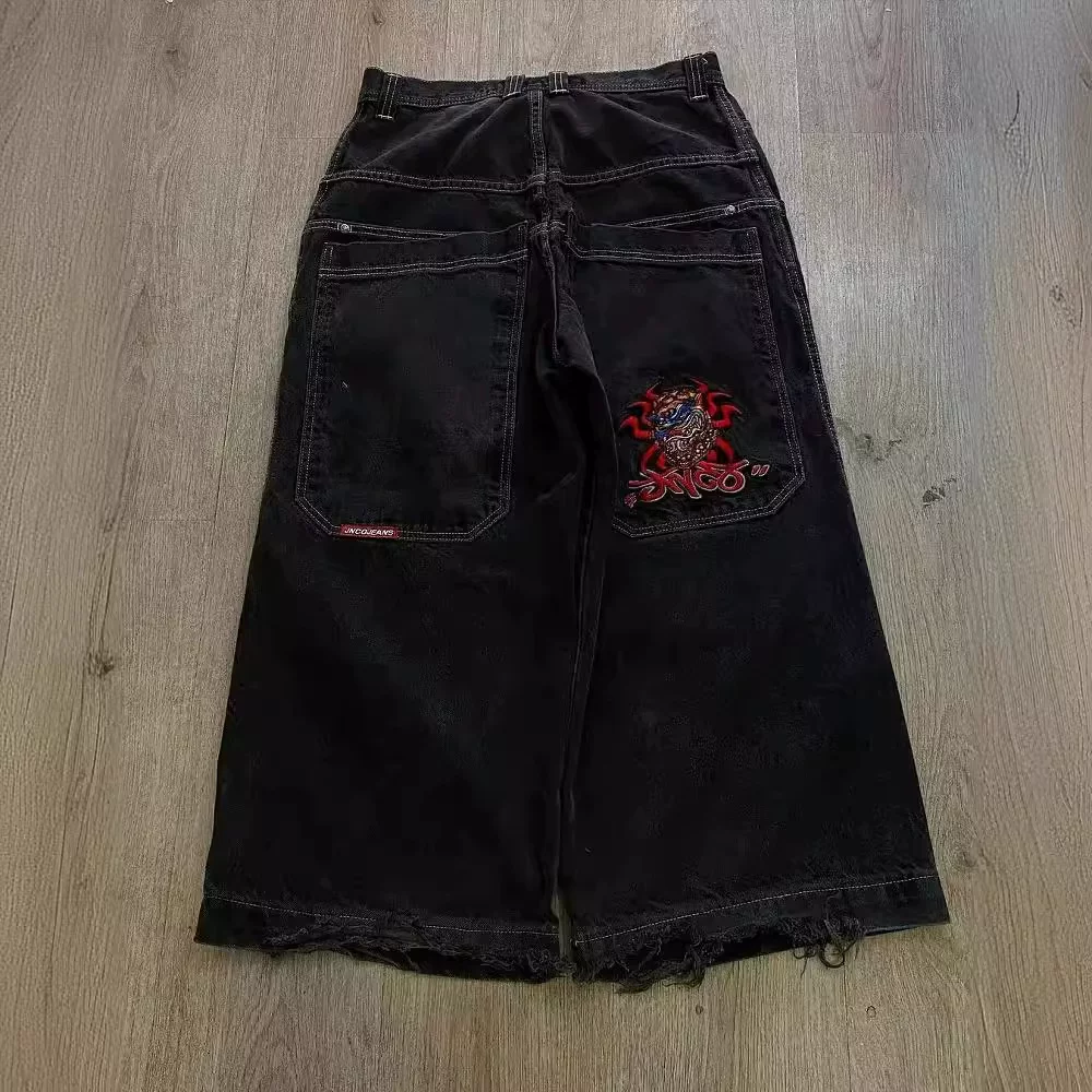 Y2K loose jeans wide leg 0versized jeans hip-hop gothic black pants men