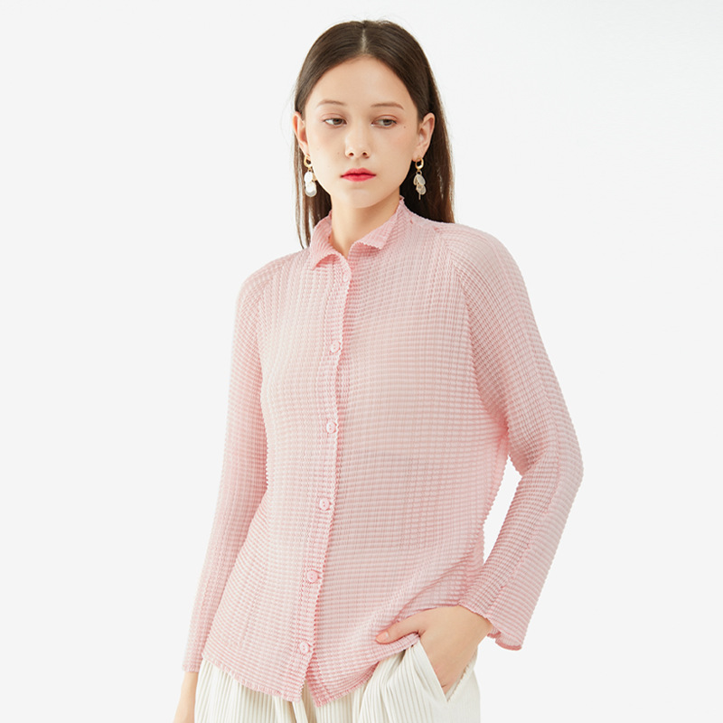Comfortable Women's Clothing 2026 Spring New Long-Sleeve Shirt, Wrinkle-Free Pleated Shirt with Unique Design, Niche Top Jacket for Women