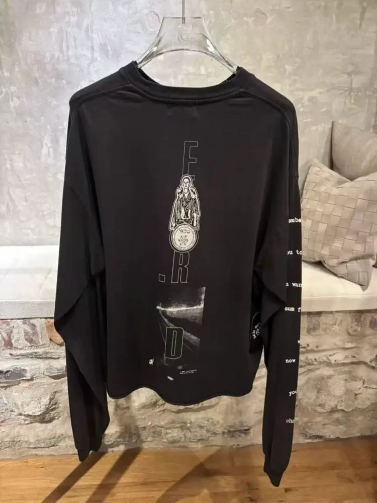Erd, the Melancholic Rich Second-Generation Son, Remember When, American Retro Distressed Long-Sleeved T-Shirt, Loose and Casual