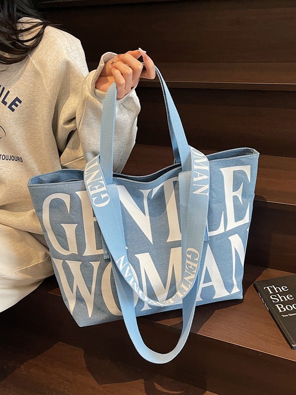 GentleWoman Double Shoulder Strap Large Capacity Classic Letter Canvas Bag 2025 New Fashion Shoulder Bag for Women