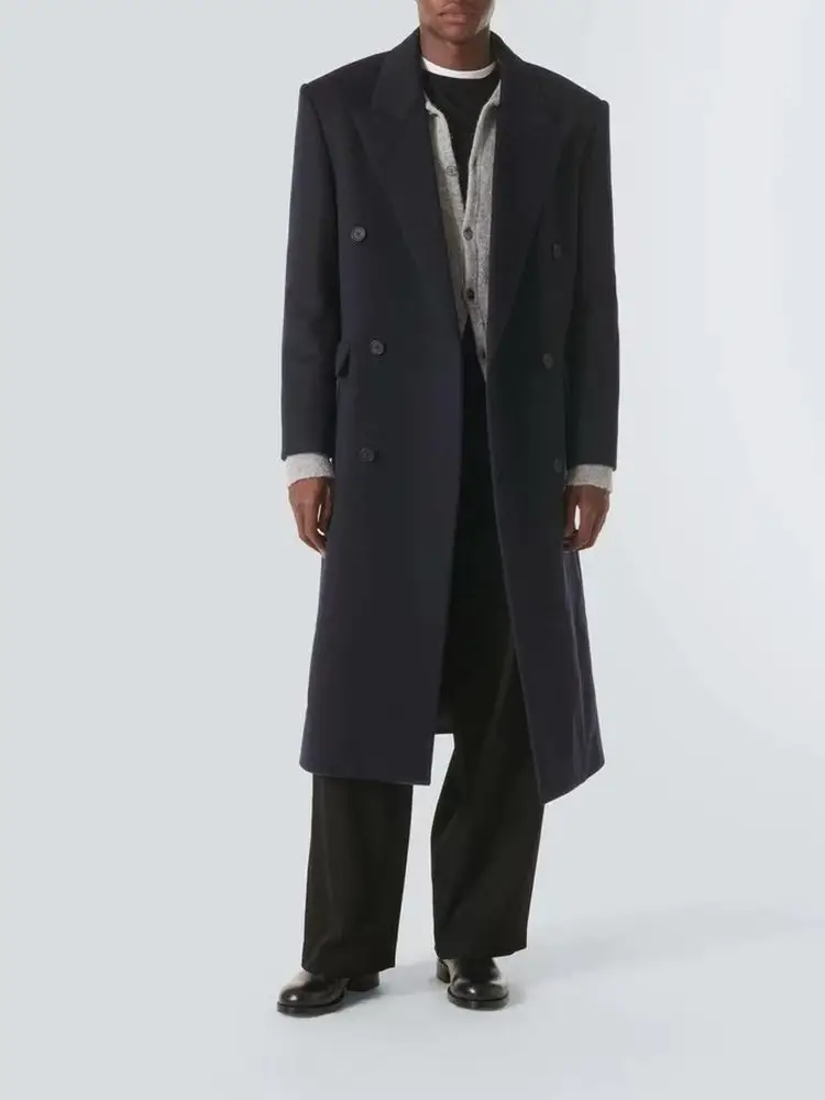 Mrlee Independent Style Long Cashmere Coat Classic Double-Breasted Reinventing Elegant Business Old-Money Style Coat