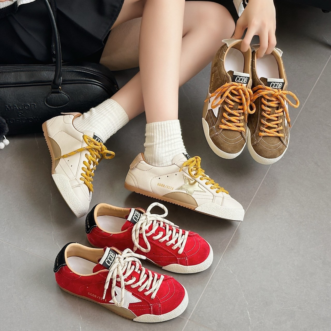 Korean Style Genuine Leather Retro Star Sneakers for Women 2025 Autum New Style Comfortable Soft Sole Versatile Student Casual Sports Shoes