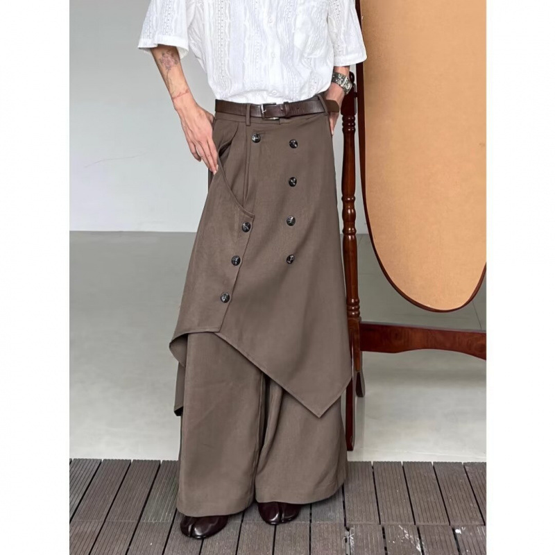Japanese Style Retro High-grade Irregular Culottes Men's Trendy Brand Niche Design-style Trousers Pants Pendant Wide-leg Casual Pants