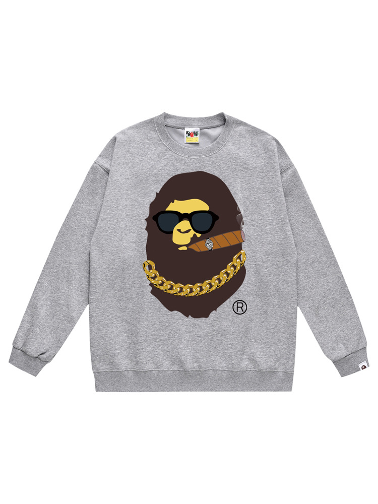 Cross-Border Wholesale Supply of Export Trendy Brand Heavyweight Bape Ape Head Round Neck Sweatshirt Shark Long-Sleeved Jacket 14