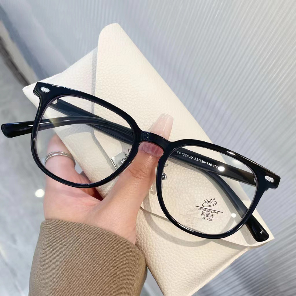Ultra-light TR90 Korean-style anti-blue-ray glasses frame 1228 box 52 net red same style plain all-match mirror big face slimming