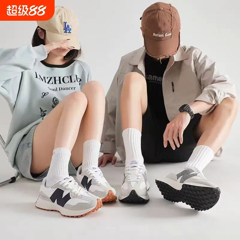 Star style 327 co branded small waist dad shoes breathable men's shoes women's shoes spring letter height increasing sports running shoes