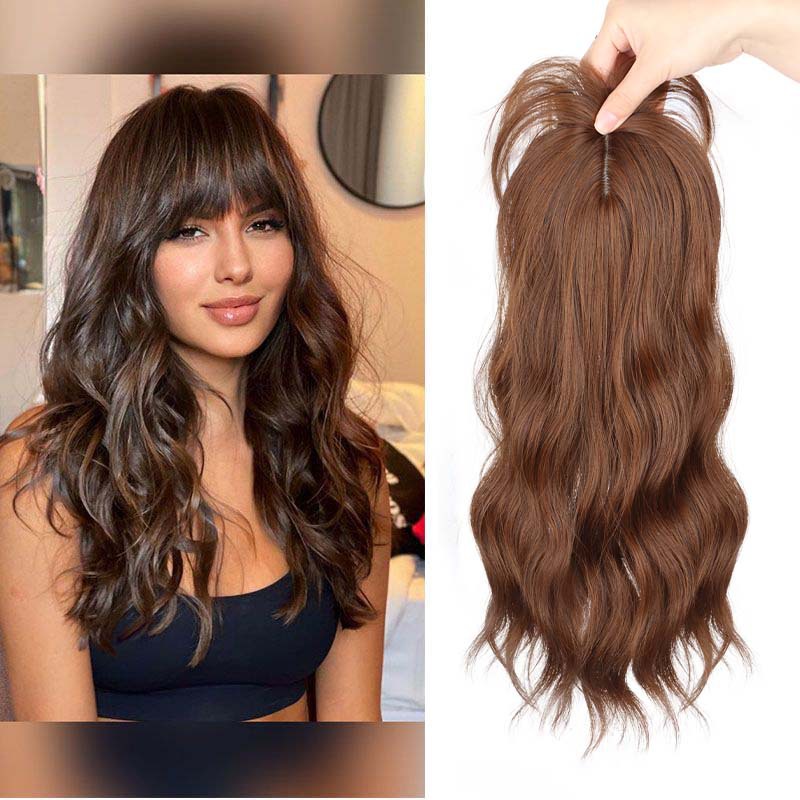 Wig Women's Overhead Reissue Piece Water Ripple Wool Roll Long Curly Cover White Hair Reissue Piece Wavy Wig