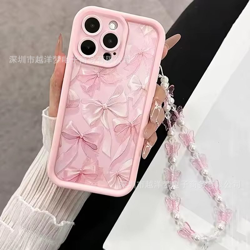 Pink Bow Iphone17Pro Mobile Phone Case 16/15/14/13 Tianyan Ladder 12 Apple 11Xsma