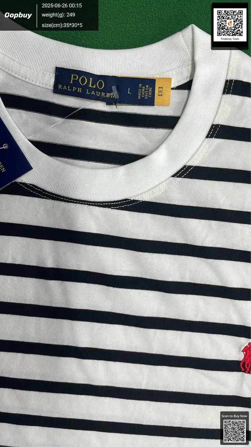 Cross-border source RL Raff pony embroidery striped round neck T-shirt sea soul shirt men's and women's half sleeve pullover tee